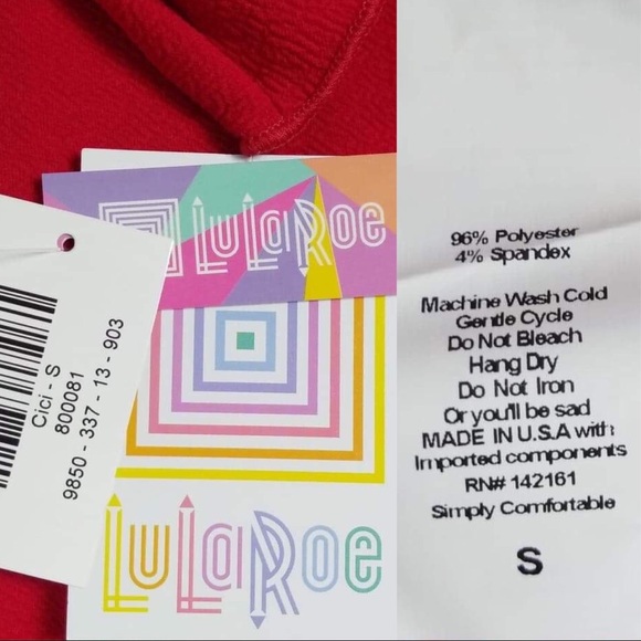 LuLaRoe Cici Mermaid Dress Small 6-8 Red - Picture 4 of 7